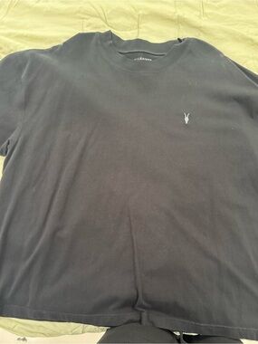 All Saints Black Crew Neck T-Shirt with Small Logo